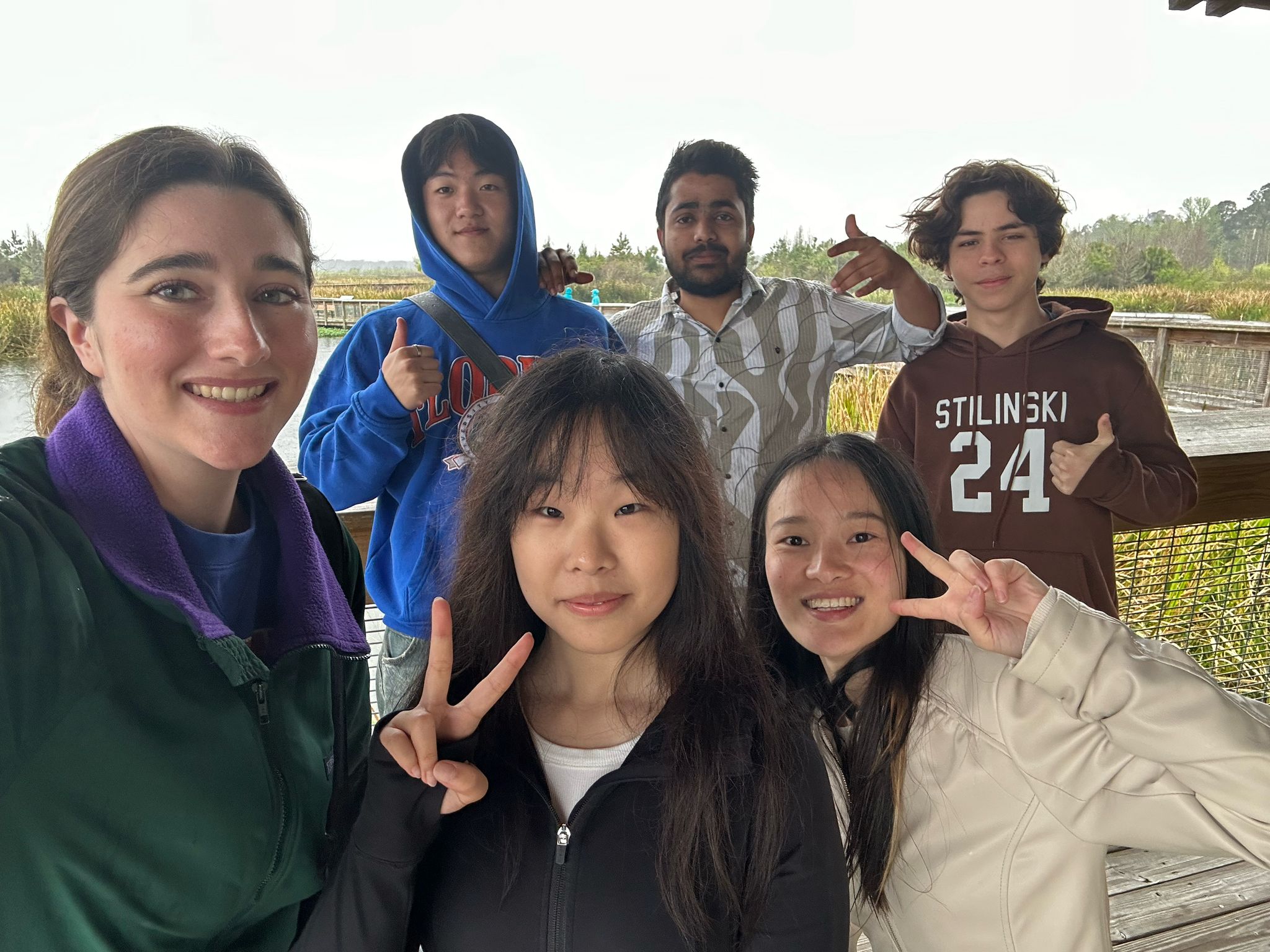 Smiling students visiting Sweetwater Wetlands