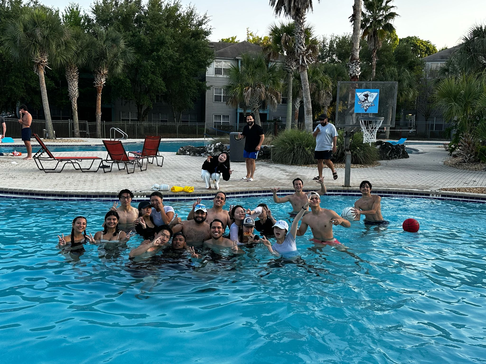 Students posing in the Cabana Pool